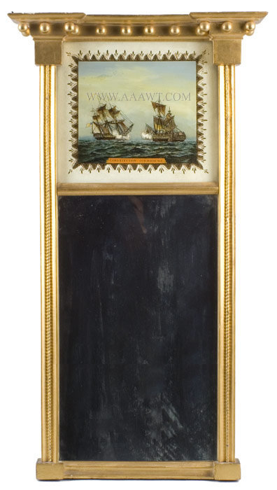 Mirror, Federal, Eglomise
Constitution/Guerriere Reverse Painting on Glass
Possibly Boston
Circa 1815, entire view